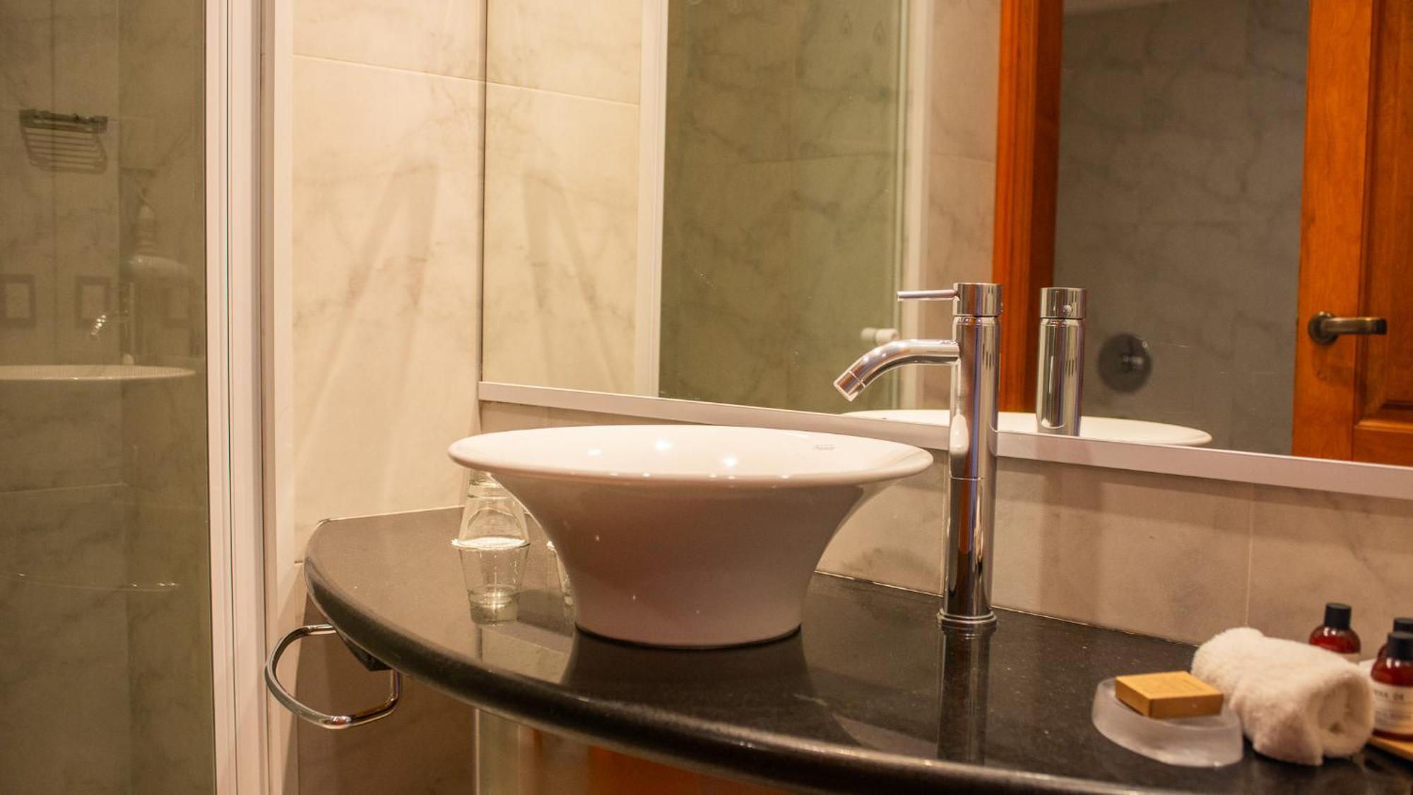 فندق أجنحة وسبا ألما ديل لاغو سان كارلوس دي باريلوتشي المظهر الخارجي الصورة A washbasin